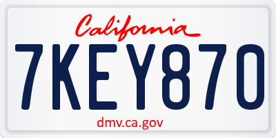 CA license plate 7KEY870