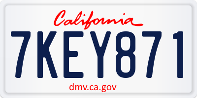 CA license plate 7KEY871