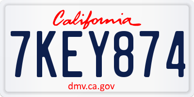 CA license plate 7KEY874