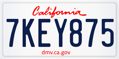 CA license plate 7KEY875
