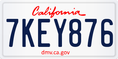 CA license plate 7KEY876