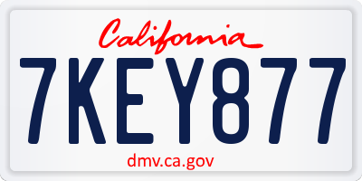 CA license plate 7KEY877