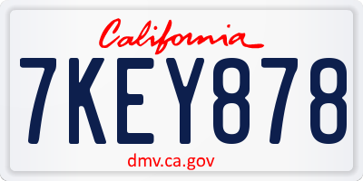 CA license plate 7KEY878