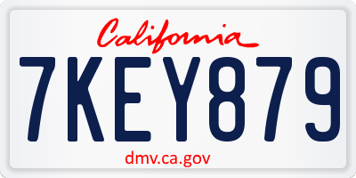 CA license plate 7KEY879