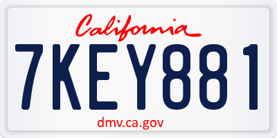 CA license plate 7KEY881