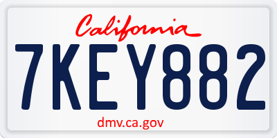 CA license plate 7KEY882