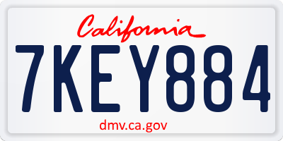 CA license plate 7KEY884