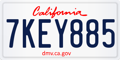 CA license plate 7KEY885
