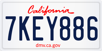 CA license plate 7KEY886