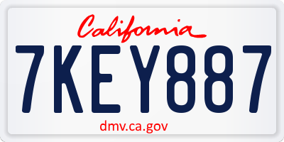 CA license plate 7KEY887