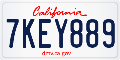 CA license plate 7KEY889