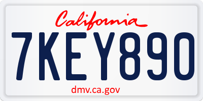 CA license plate 7KEY890