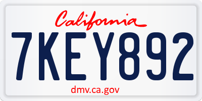 CA license plate 7KEY892