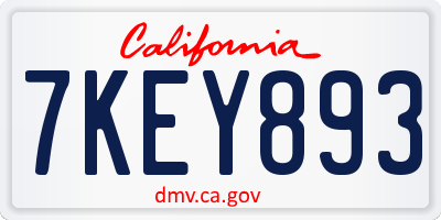 CA license plate 7KEY893