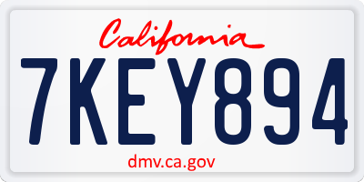 CA license plate 7KEY894