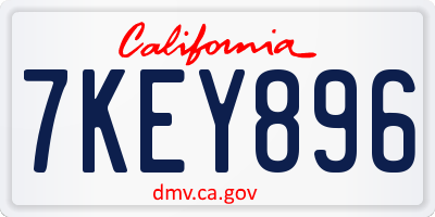 CA license plate 7KEY896