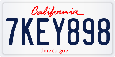 CA license plate 7KEY898