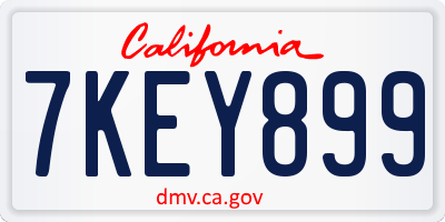 CA license plate 7KEY899