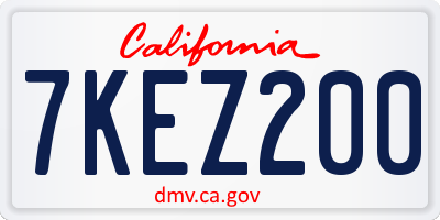 CA license plate 7KEZ200
