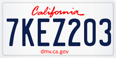 CA license plate 7KEZ203