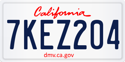 CA license plate 7KEZ204