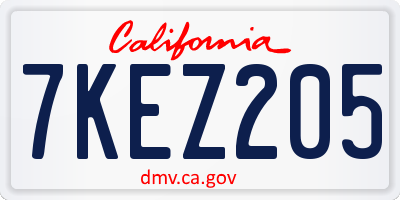 CA license plate 7KEZ205
