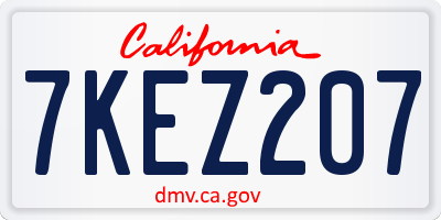 CA license plate 7KEZ207