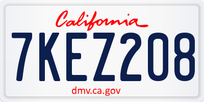 CA license plate 7KEZ208