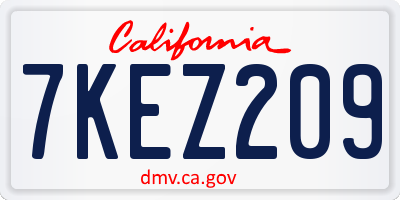 CA license plate 7KEZ209