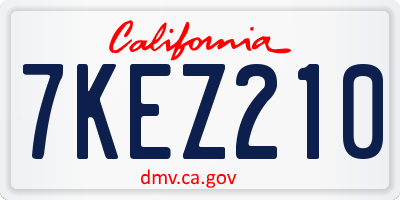 CA license plate 7KEZ210