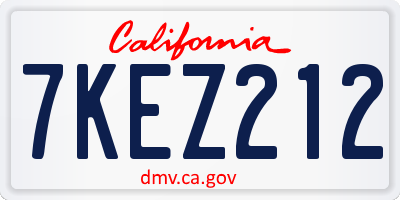 CA license plate 7KEZ212