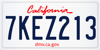 CA license plate 7KEZ213