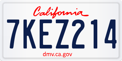 CA license plate 7KEZ214