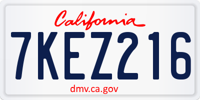CA license plate 7KEZ216