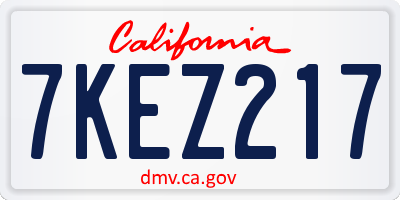 CA license plate 7KEZ217