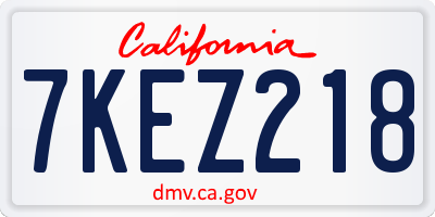 CA license plate 7KEZ218