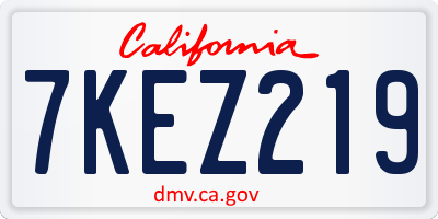 CA license plate 7KEZ219
