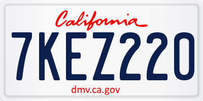 CA license plate 7KEZ220