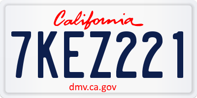CA license plate 7KEZ221