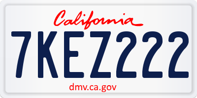 CA license plate 7KEZ222