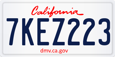 CA license plate 7KEZ223