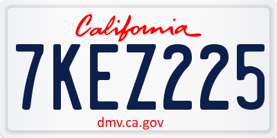 CA license plate 7KEZ225
