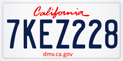 CA license plate 7KEZ228