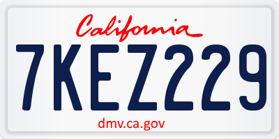 CA license plate 7KEZ229