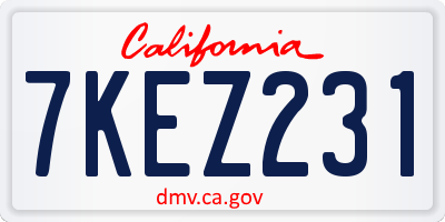 CA license plate 7KEZ231