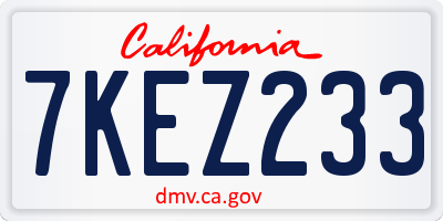 CA license plate 7KEZ233