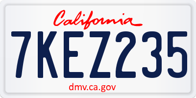 CA license plate 7KEZ235