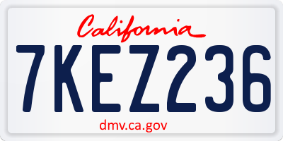 CA license plate 7KEZ236