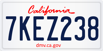 CA license plate 7KEZ238