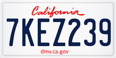 CA license plate 7KEZ239